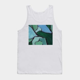 Cobalt Blue Navy Green Abstract Art Tank Top